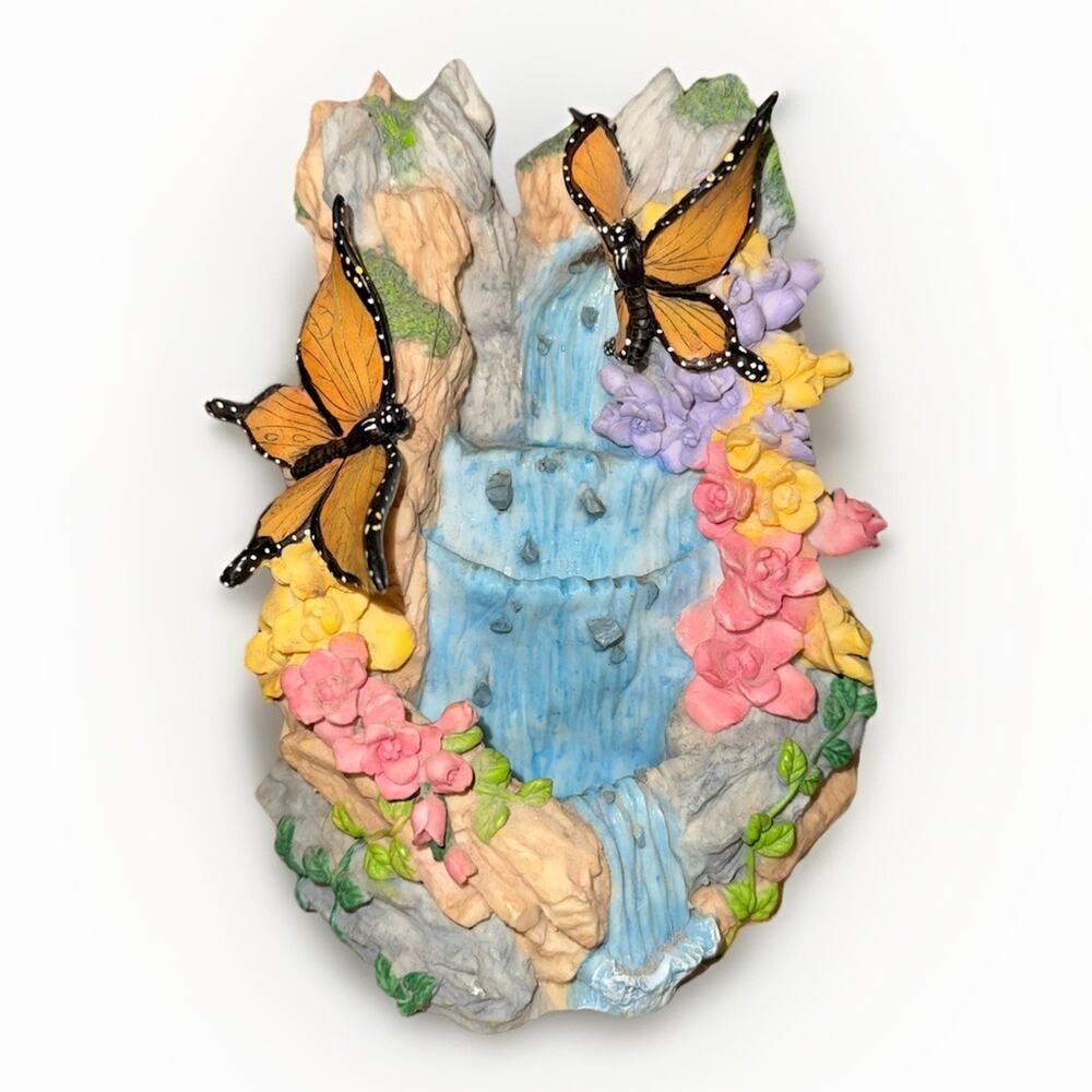 Table Top Water Fountain Cascading Office Home Decoration Ornament Butterflies